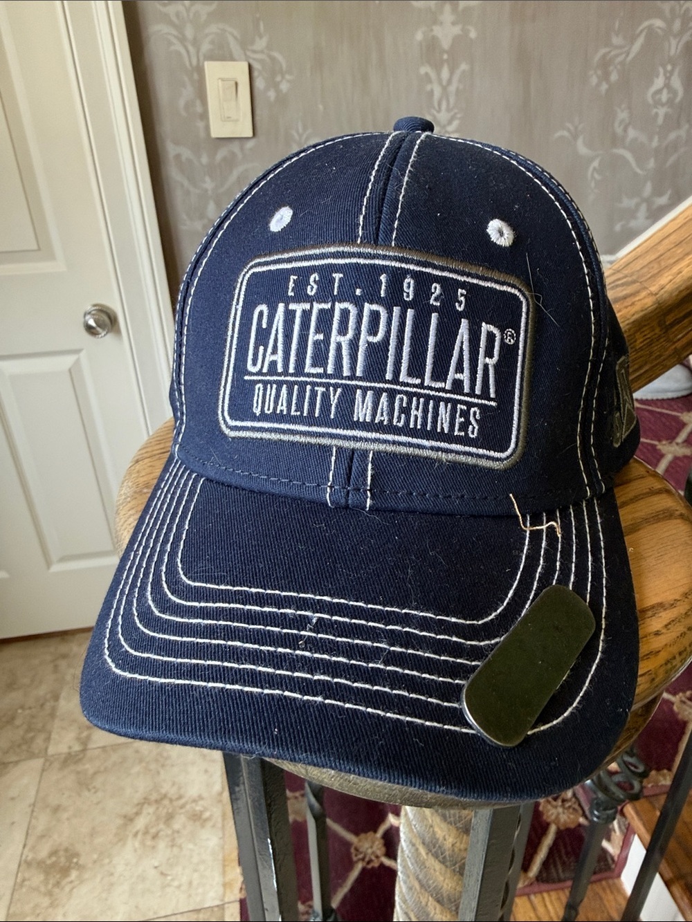 CATERPILLAR men’s NWT baseball cap attached bottle opener brand new navy
